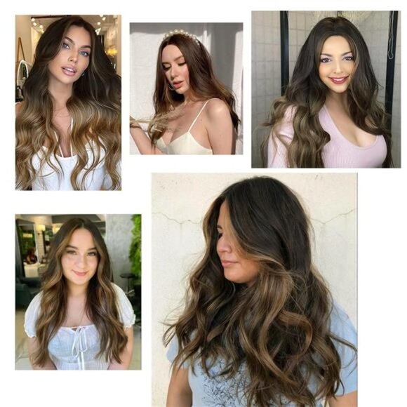 Women Cosplay Daily Natural Hair Wig Heat Resistant Fiber - Brown